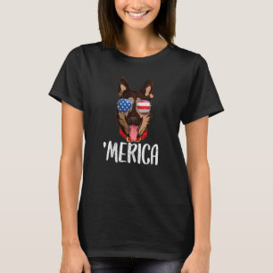 Camiseta Perro pastor alemán Merica 4 de julio bandera amer