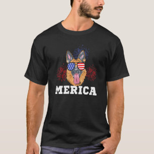 Camiseta Perro pastor alemán Merica bandera americana 4 de 