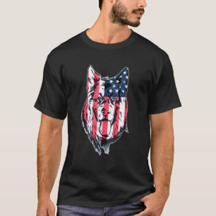 Camiseta Perro pastor alemán patriótico bandera americana
