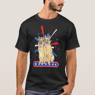 Camiseta Perro Pastor Alemán Patriótico Bandera Americana  