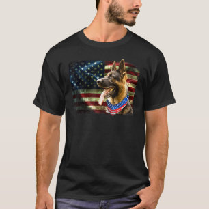 Camiseta Perro pastor alemán patriótico bandera americana h
