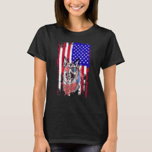 Camiseta Perro pastor alemán patriótico bandera americana h
