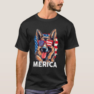 Camiseta Perro pastor alemán patriótico bandera de Merica 4