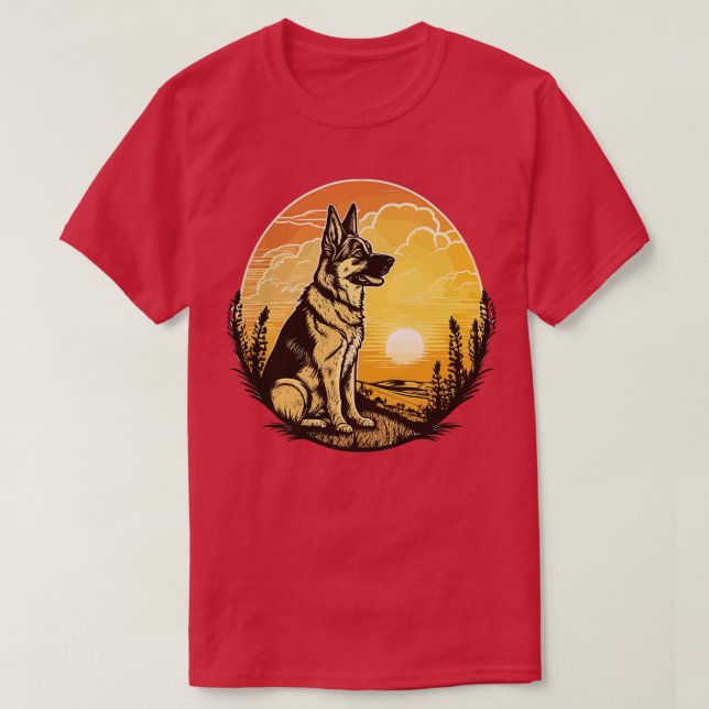 Camiseta Perro pastor alemán retro (Diseño del anverso)