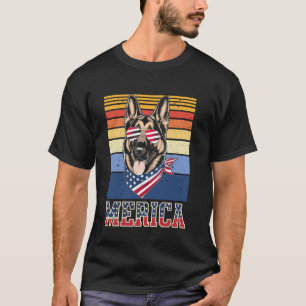 Camiseta Perro Pastor Alemán Retro Vintage Bandera de EE. U