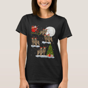 Camiseta Perro pastor alemán Santa trineo volando divertido