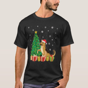 Camiseta Perro pastor alemán sombrero de Santa iluminación