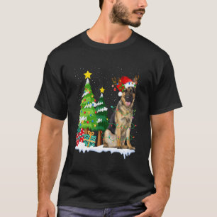 Camiseta Perro pastor alemán sombrero de Santa reno Navidad