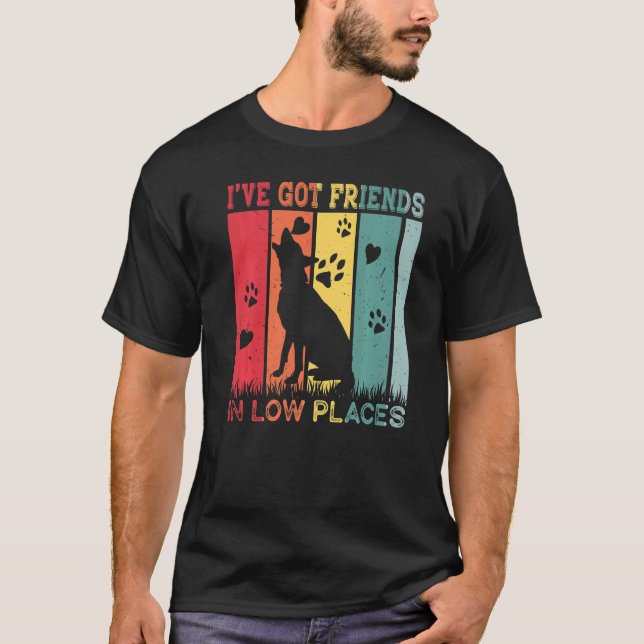 Camiseta Perro pastor alemán tengo amigos en mal lugar (Anverso)