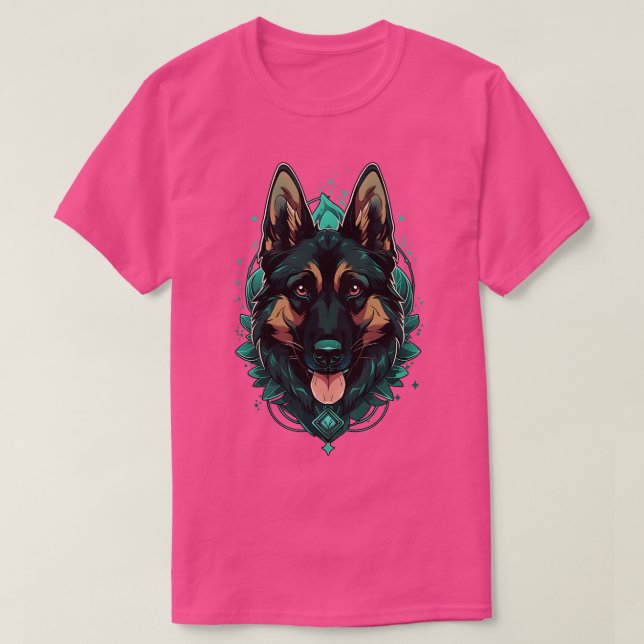 Camiseta Perro pastor alemán Verde azulado (Diseño del anverso)