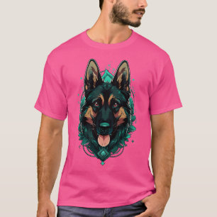 Camiseta Perro pastor alemán Verde azulado