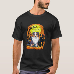 Camiseta Perro pastor australiano con calabazas y pesadilla