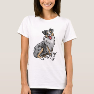 Camiseta Perro - Pastor australiano - Merle azul