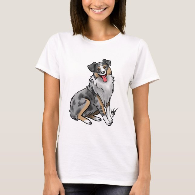 Camiseta Perro - Pastor australiano - Merle azul (Anverso)