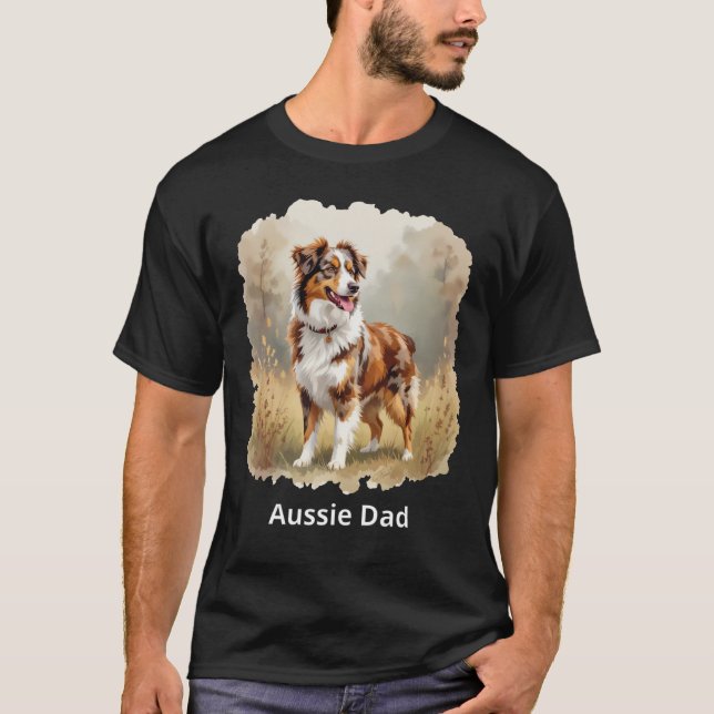 Camiseta Perro Pastor Australiano Merle Rojo Aussie Padre (Anverso)