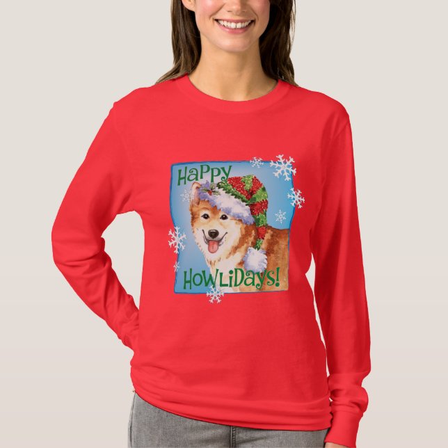 Camiseta Perro pastor feliz del islandés de Howlidays (Anverso)
