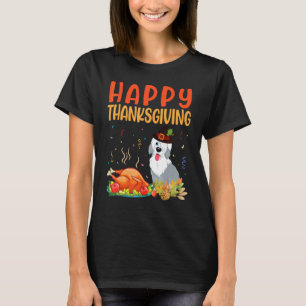 Camiseta Perro pastor inglés antiguo mirando carne de pavo