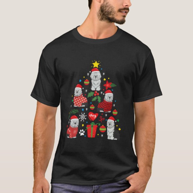 Camiseta Perro Pastor Inglés Antiguo Sheepie Ornat Tree (Anverso)