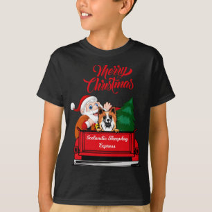 Camiseta Perro Pastor Islandés Con Papá Noel En Red Tru
