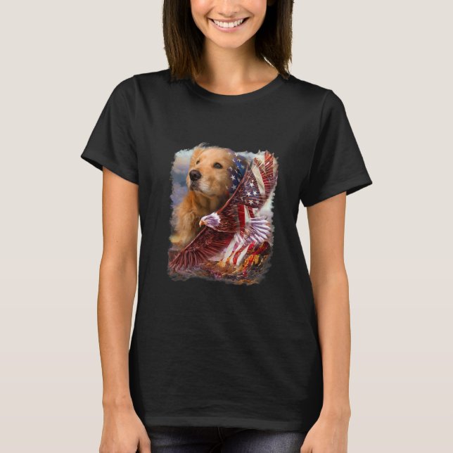 Camiseta Perro patriota americano de Golden Retriever (Anverso)