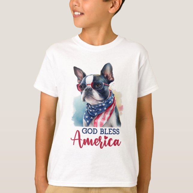 Camiseta Perro Patriota-Boston Terrier (Anverso)