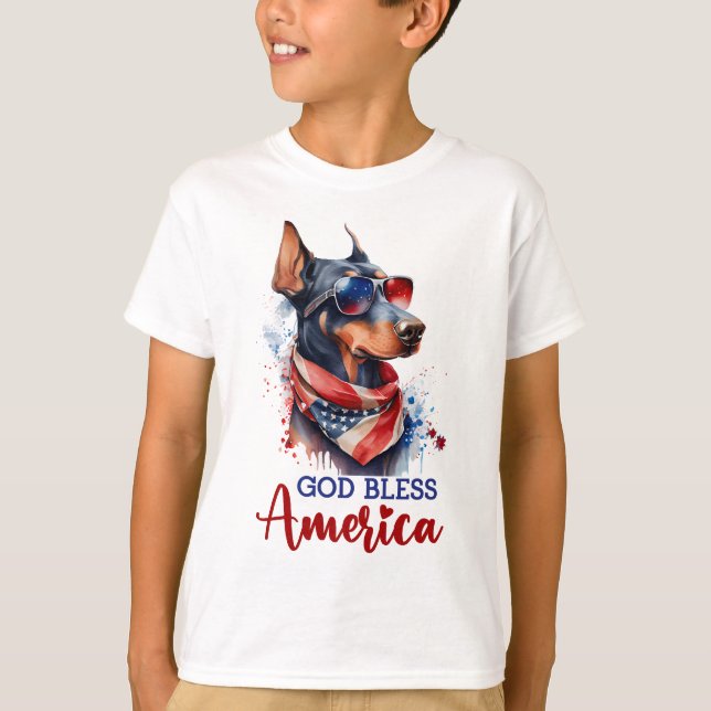 Camiseta Perro Patriota- Doberman (Anverso)