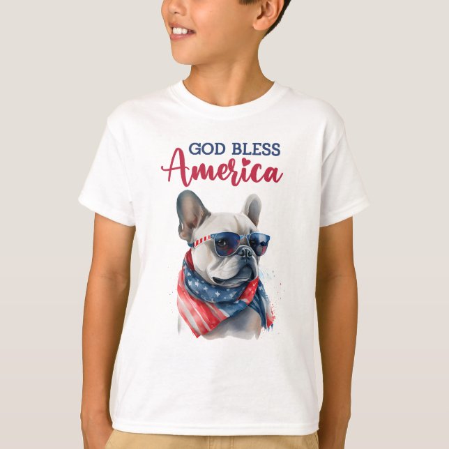 Camiseta Perro patriótico - Bulldog francés (Anverso)