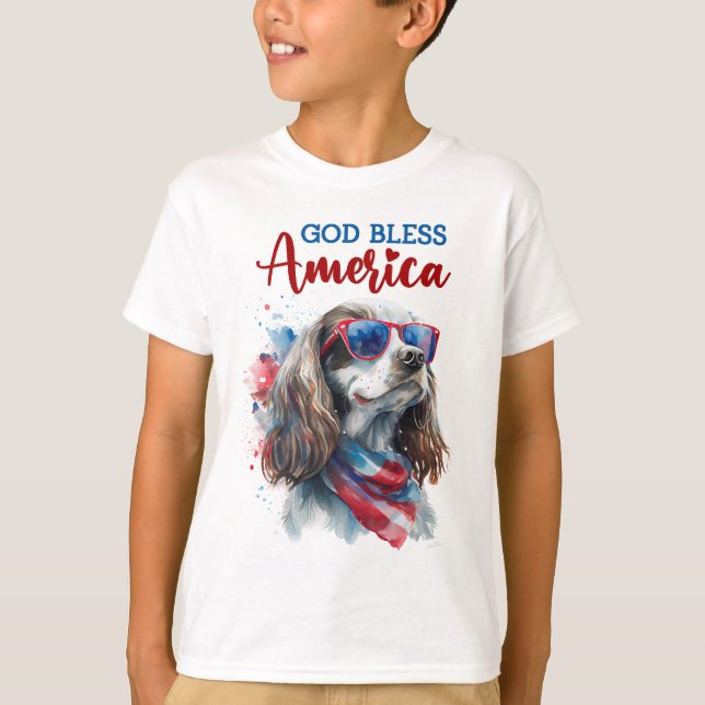 Camiseta Perro Patriótico-Cocker Spaniel (Anverso)