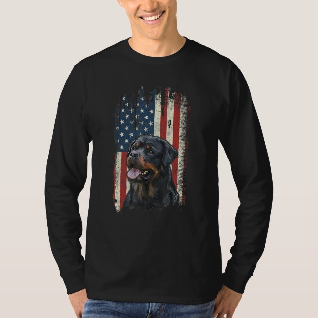 Camiseta Perro patriótico de la bandera norteamericana de R (Anverso)