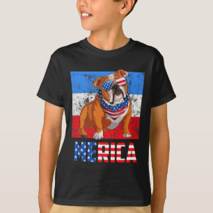 Camiseta Perro Patriótico Eeuu 4 De Julio Bandera Estadouni