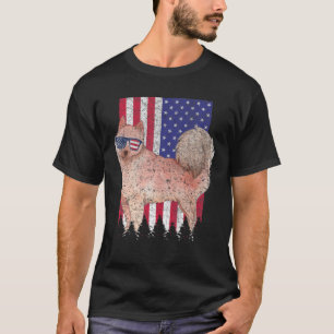 Camiseta Perro patriótico finlandés Spitz EEUU Orgullo amer