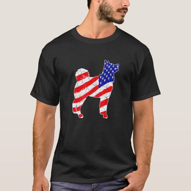 Camiseta Perro patriótico Husky siberiano con bandera ameri (Anverso)