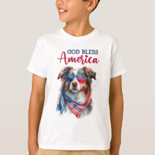 Camiseta Perro Patriótico-Pastor Australiano