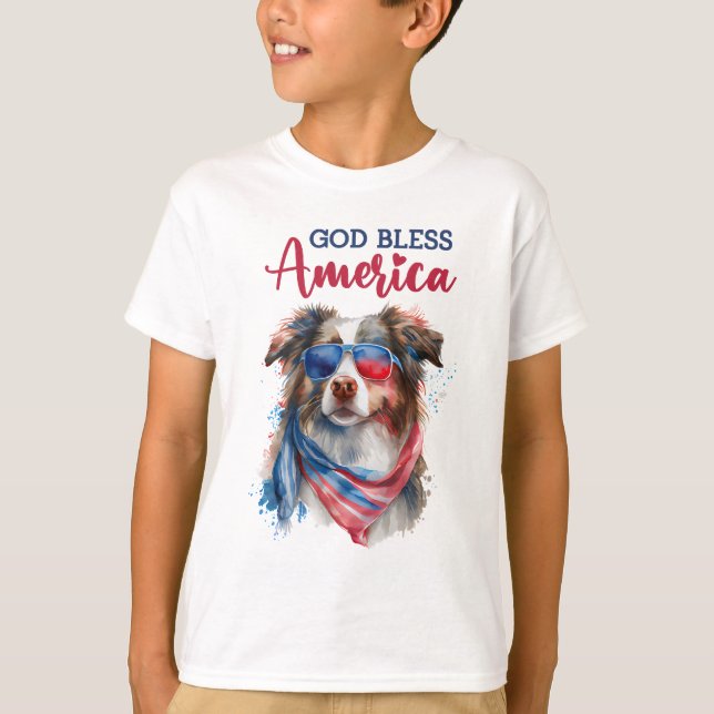 Camiseta Perro Patriótico-Pastor Australiano (Anverso)