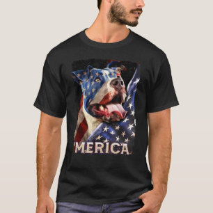 Camiseta Perro Patriótico Pitbull Bandera Americana 4 De Ju