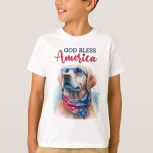 Camiseta Perro Patriótico-Recuperador de Oro