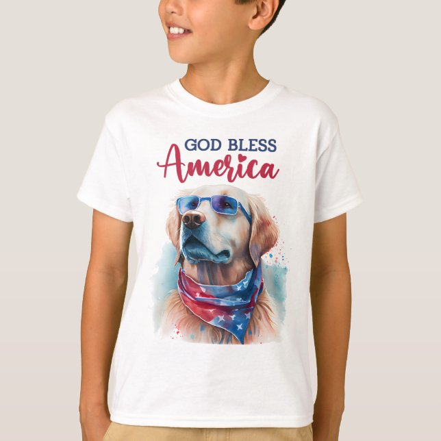 Camiseta Perro Patriótico-Recuperador de Oro (Anverso)