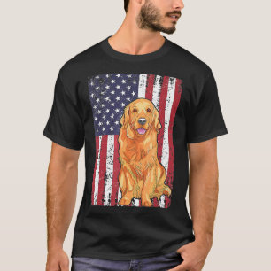 Camiseta Perro patriótico recuperador de oro de bandera es