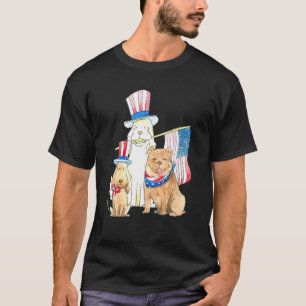 Camiseta Perro patriótico Rojo Azul Blanco Perros Bandera A