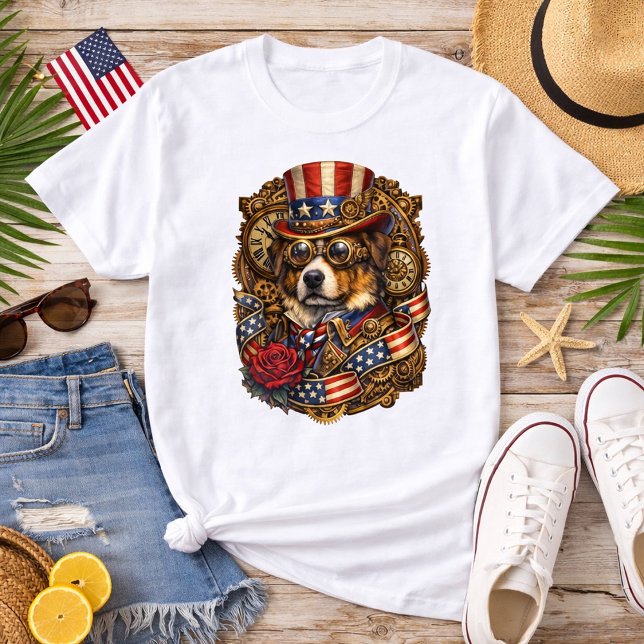Camiseta Perro Patriótico Steampunk (Subido por el creador)