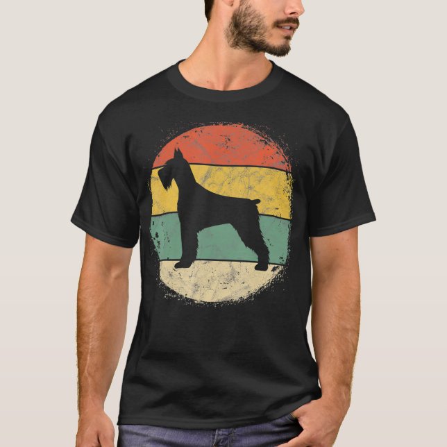 Camiseta Perro patrón de Schnauzer Retro Circular (Anverso)