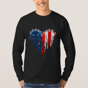 Camiseta Perro Paw American Heart Flag Dog 4 De Julio