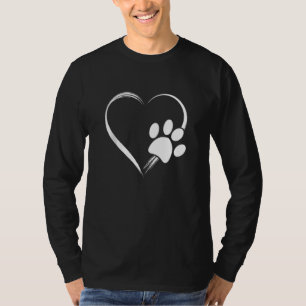 Camiseta Perro Paw Imprimir Corazón Para Mamá Para Papá