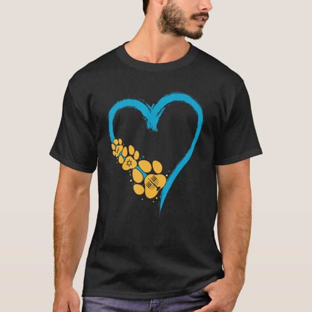 Camiseta Perro Paw Imprimir Menorah Hanukkah Chanukah Judh  (Anverso)