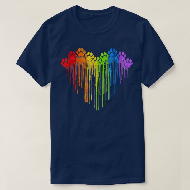Camiseta Perro Paws Arcoiris Corazón Perro Gay Orgullo LGBT (Diseño del anverso)