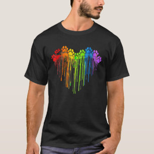 Camiseta Perro Paws Arcoiris Corazón Perro Perro Gay Orgull