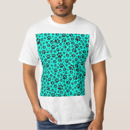 Camiseta Perro Paws Black and White Polka Dot en cian vivo