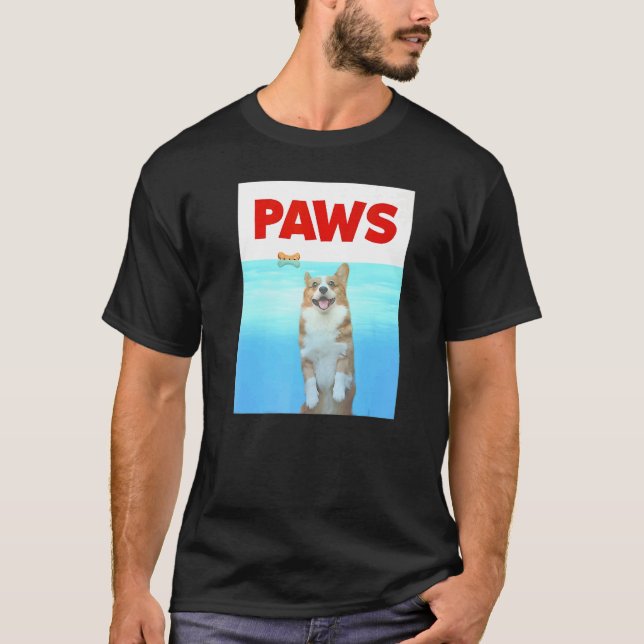 Camiseta Perro paws parodia perro Corgi Shark de los 80 (Anverso)