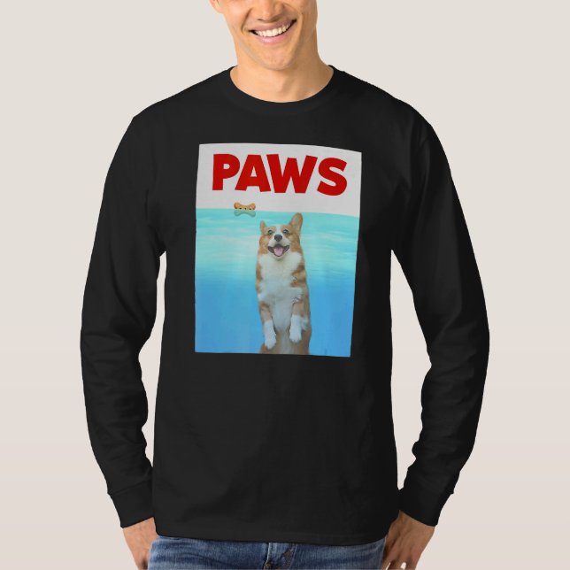 Camiseta Perro paws parodia perro Corgi Shark de los 80 (Anverso)