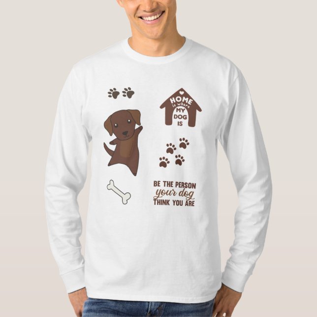 Camiseta Perro Pegatinas de Cute Marrón Labrador Recuperado (Anverso)